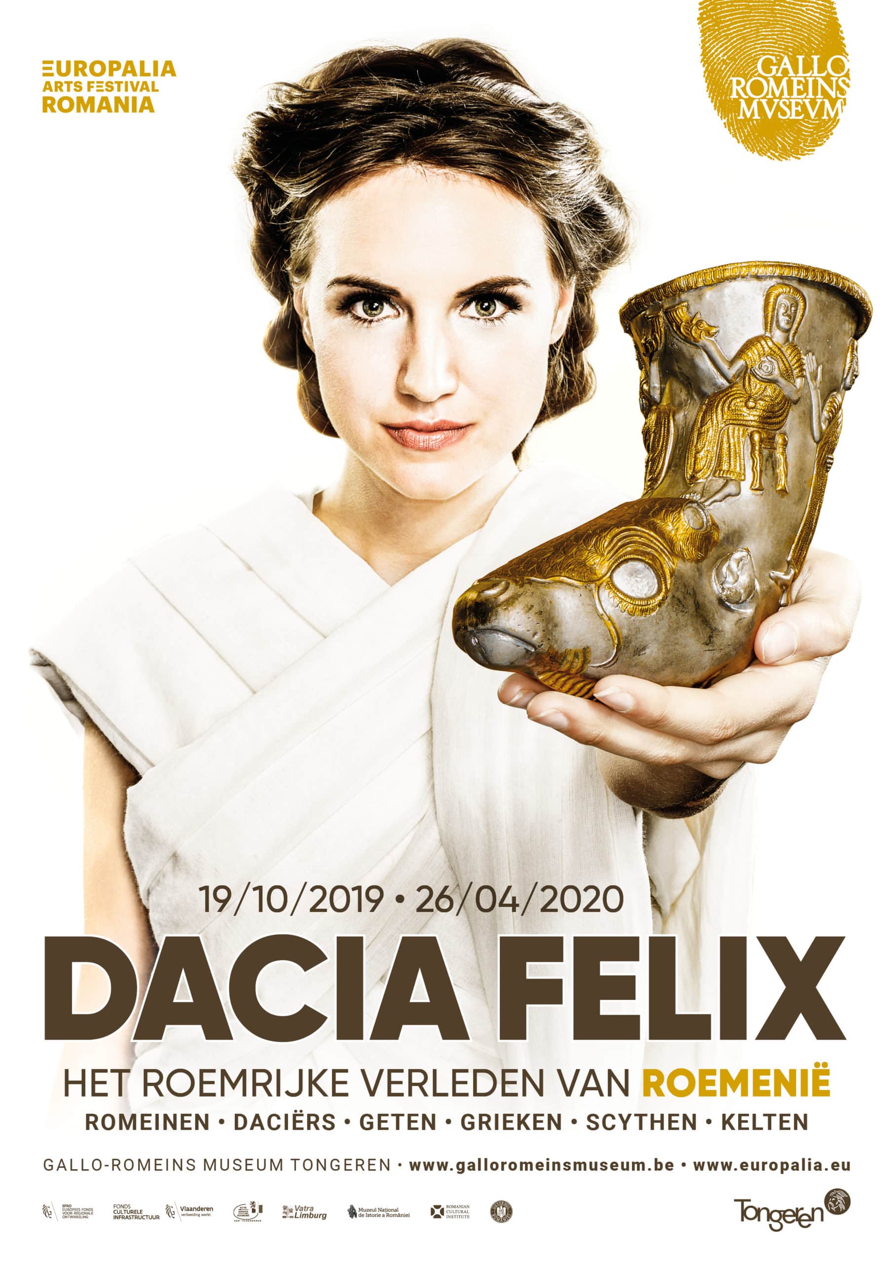 Affiche van de tentoonstelling ‘Dacia Felix – Het roemrijke verleden van Roemenië ’ © Gallo-Romeins Museum