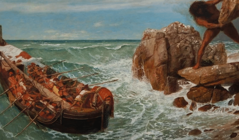 Odysseus and Polyphemus (1896) by Arnold Böcklin: Odysseus and his crew escape the Cyclops Polyphemus.